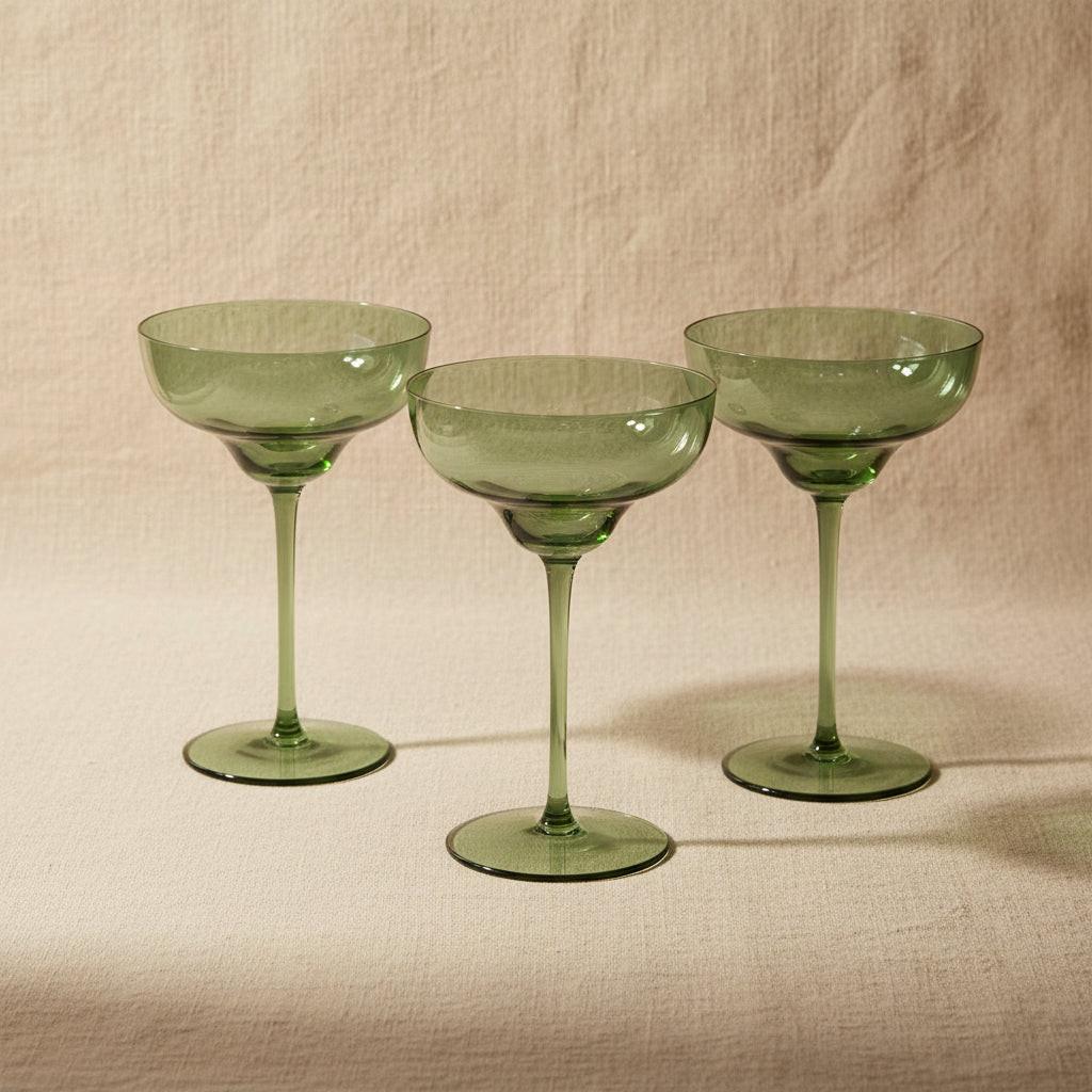 Olive Green Martini Glass