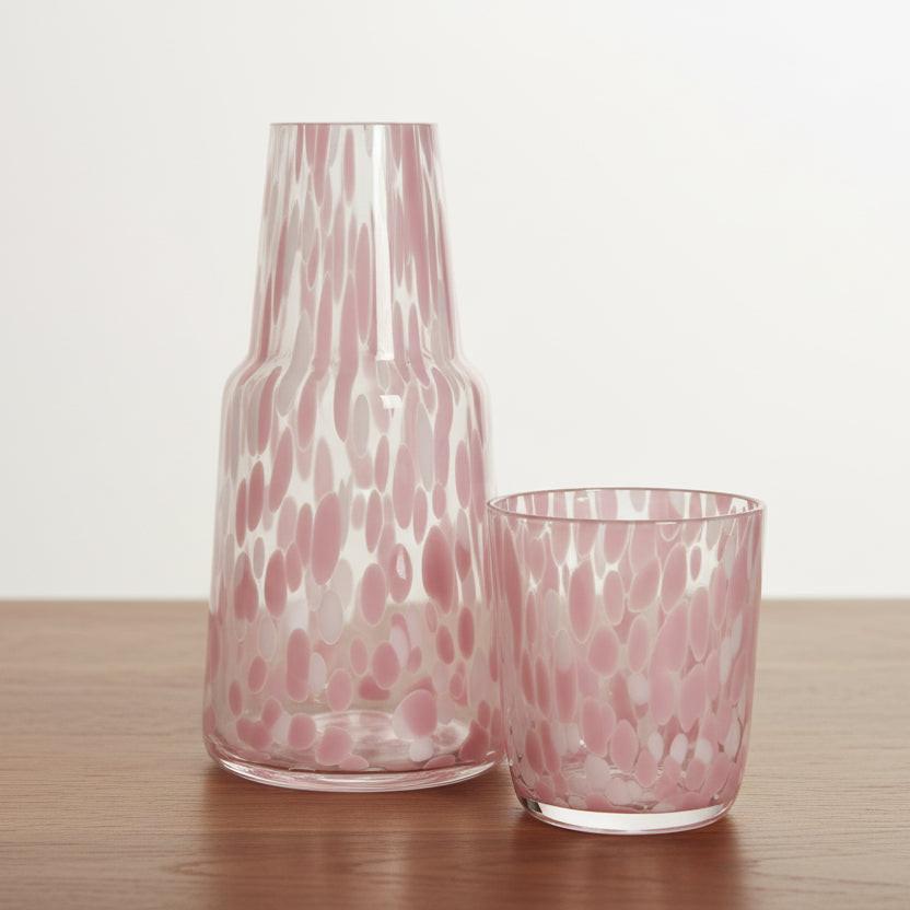 Pink Glass Carafe and Tumbler Set