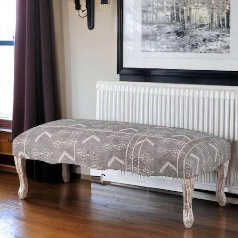 Grey Chevron Patterned Bench.