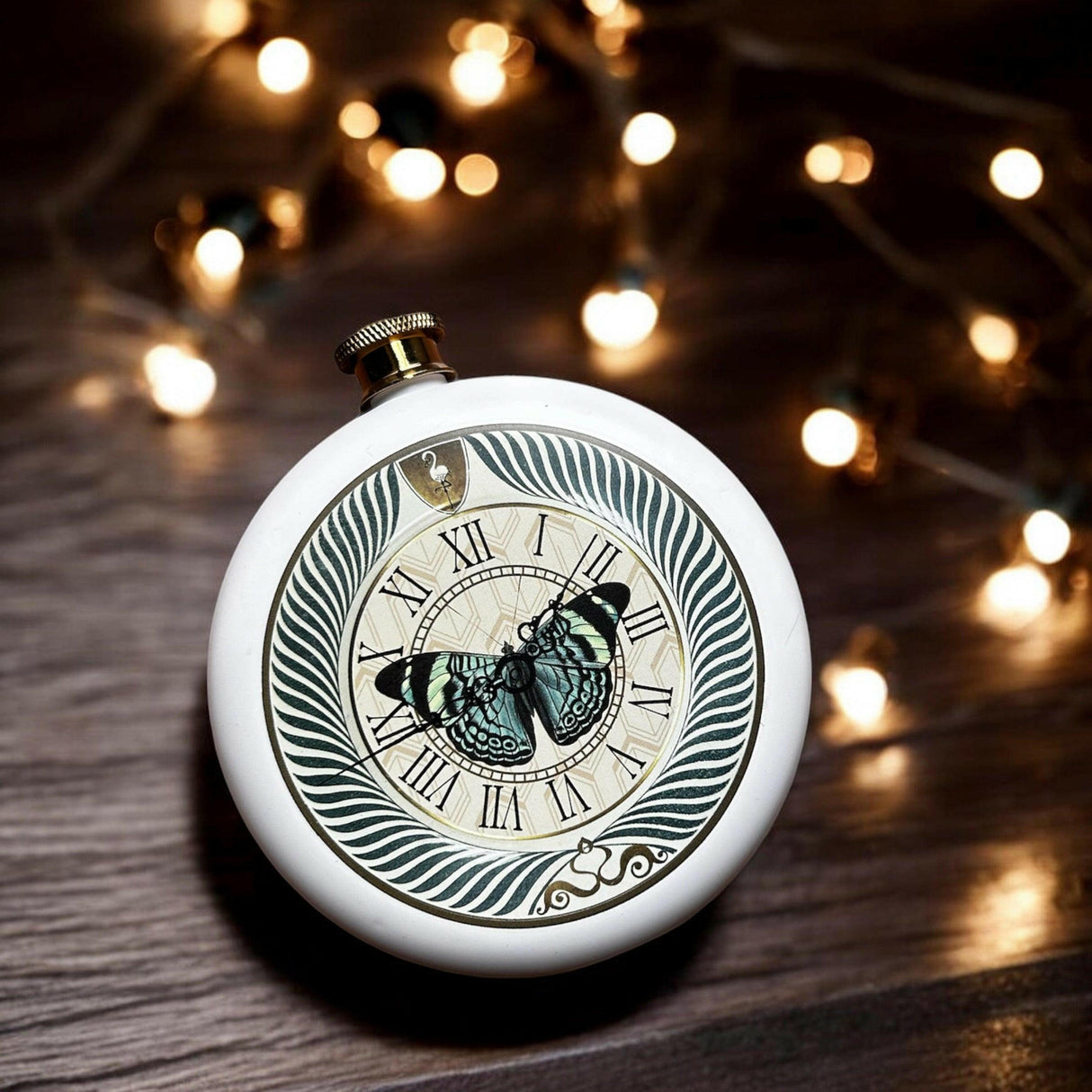 BarCraft Stainless Steel Butterfly Design Hip Flask.