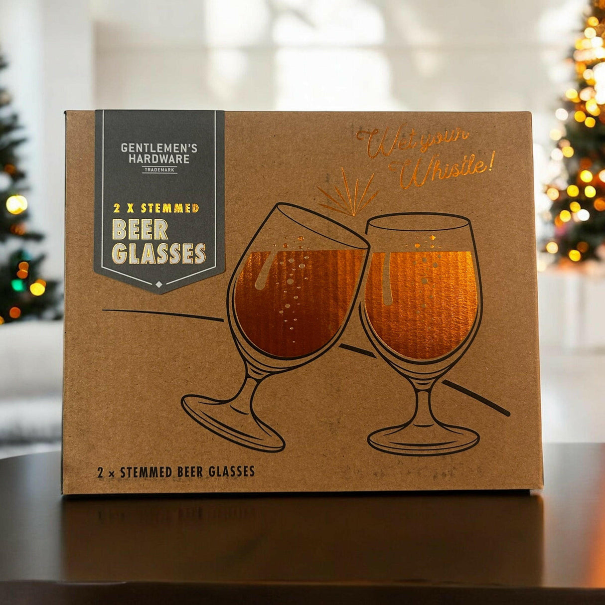 Gentlemen's Hardware Stemmed Beer Glasses.