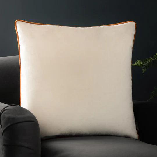 Meridian Velvet Cushion Ecru/Ginger.