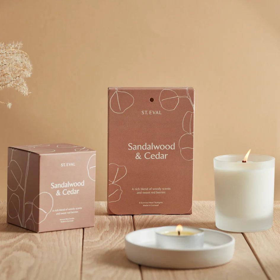 St Eval Lamorna Sandalwood and Cedar Tealights