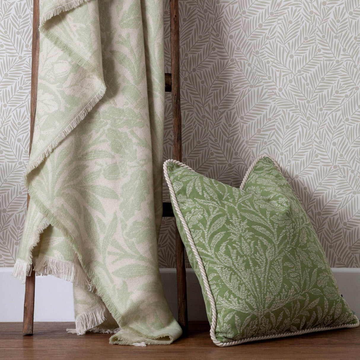 Sage Green Acorn Tonal Jacquard Throw