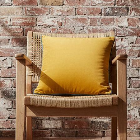 Square Velvet Cushion Ochre/Teal
