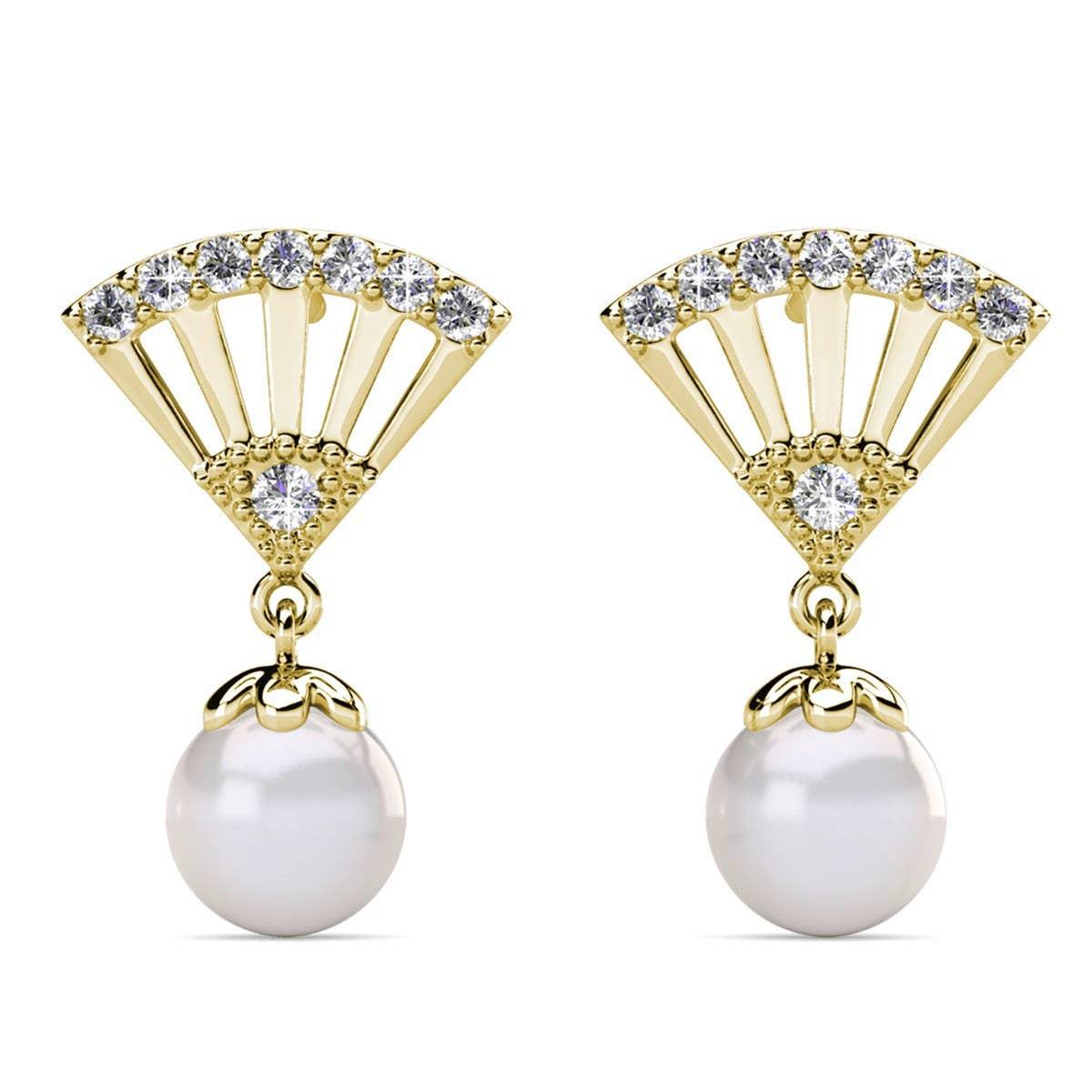 CARALI / MYC Paris - Ingride Pearl Earrings - Gold and Crystal