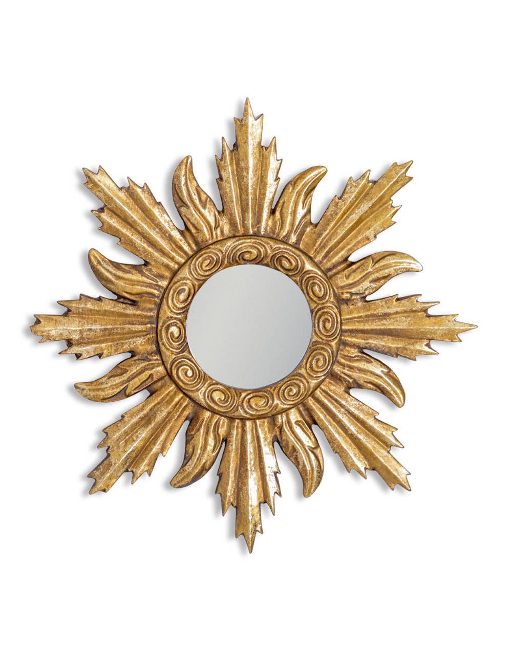 McGowan & Rutherford Ltd - Small Antiqued Gold Ornate Framed Mirror.