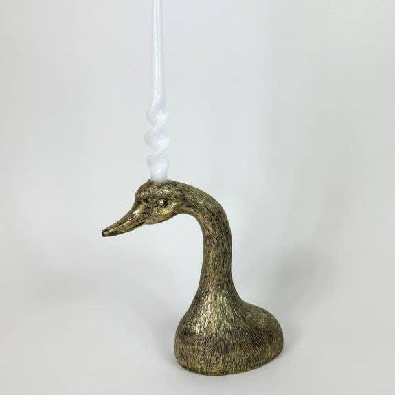 Antique Gold Duck Head Candle Holder
