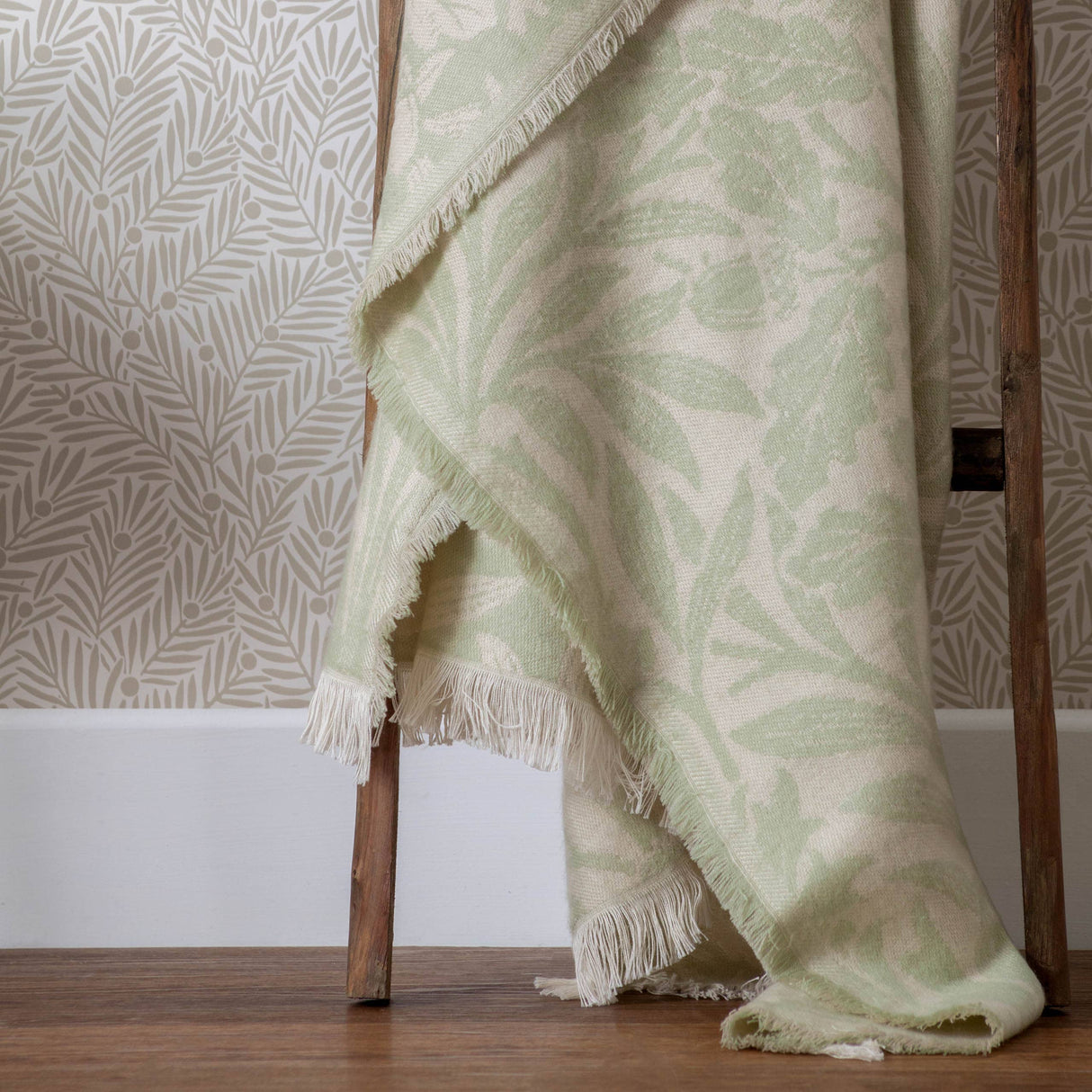 Sage Green Acorn Tonal Jacquard Throw