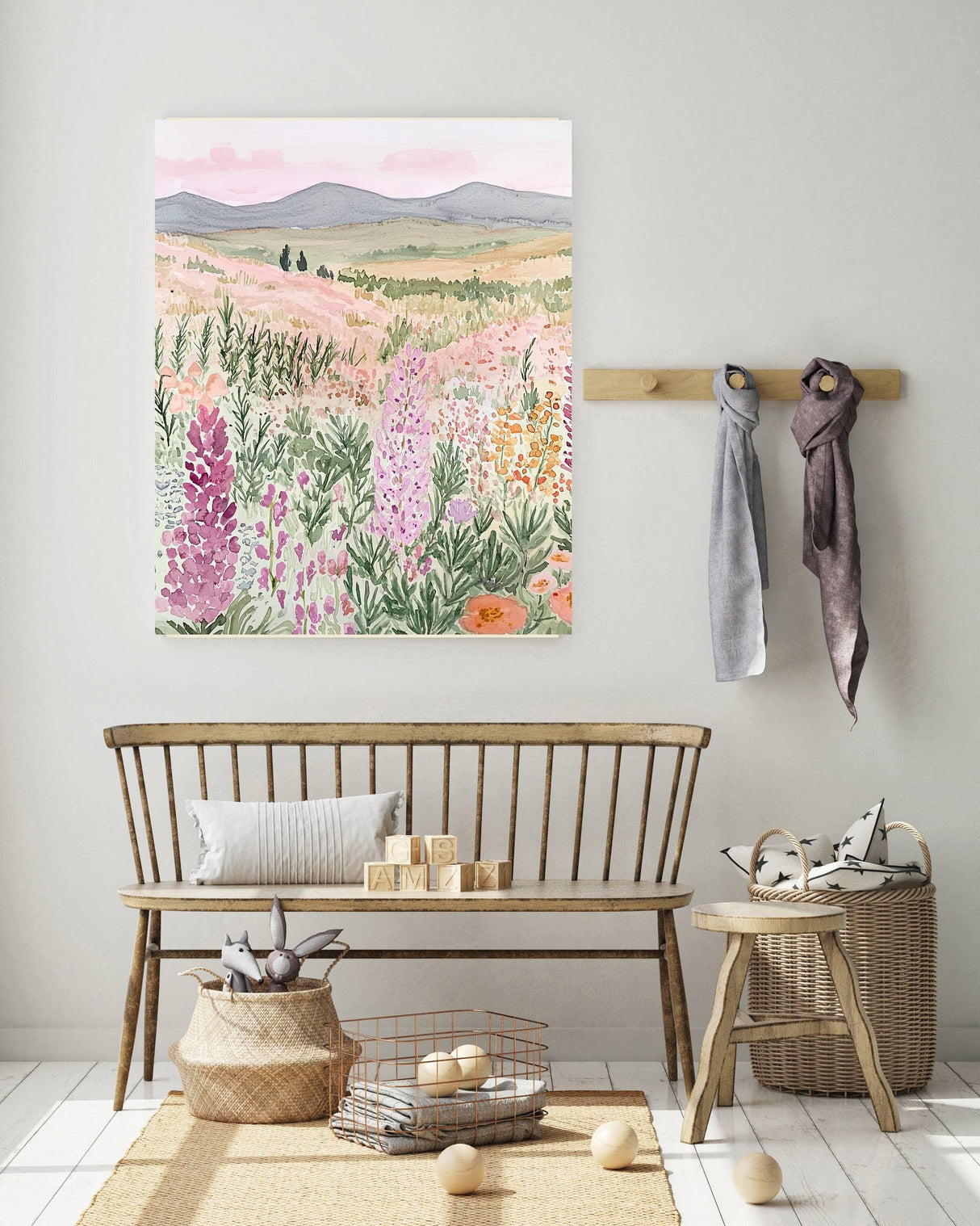 Wild Meadow Pastel Flower Art Print A3