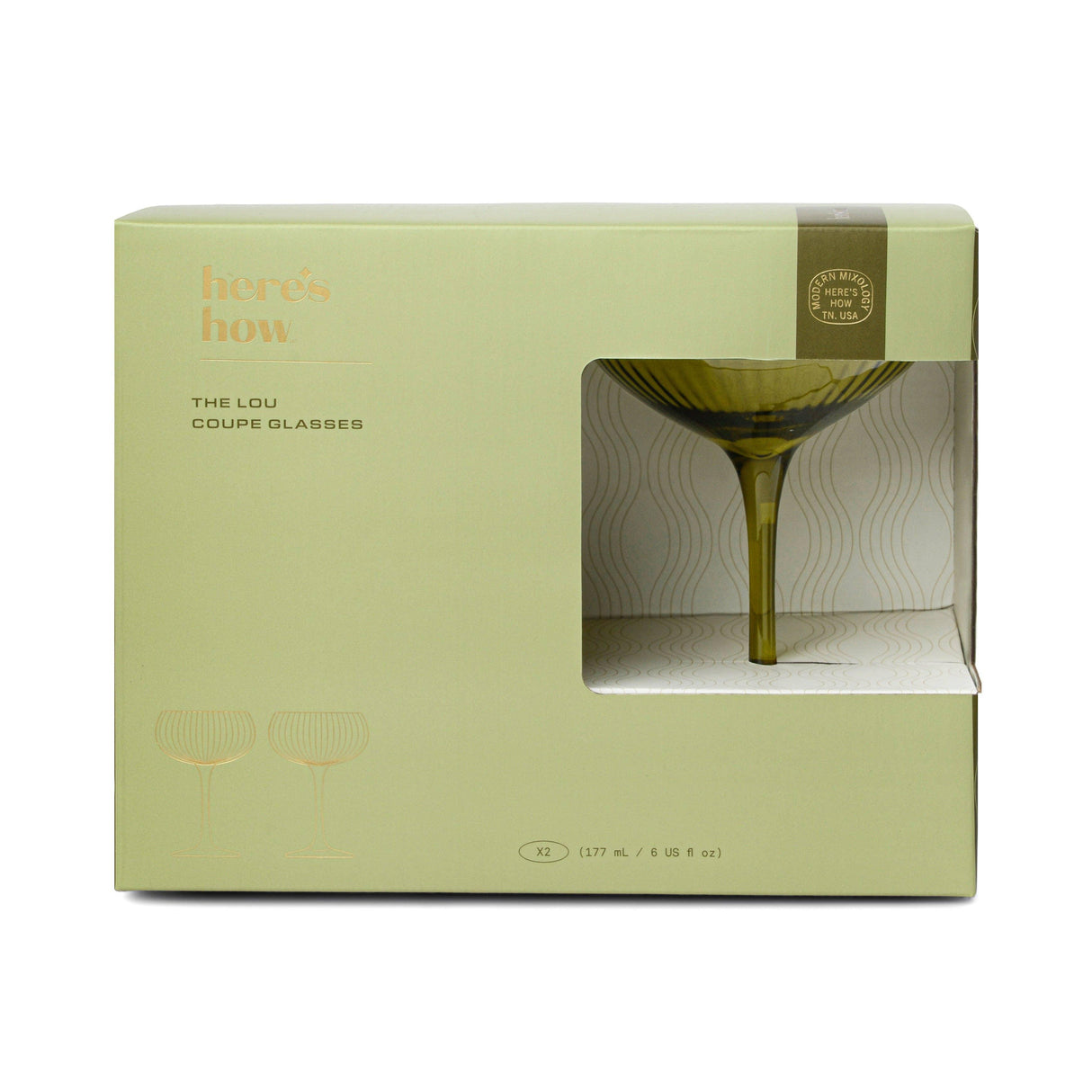 Here's How The Lou Coupe Glass - Set of 2 Olive