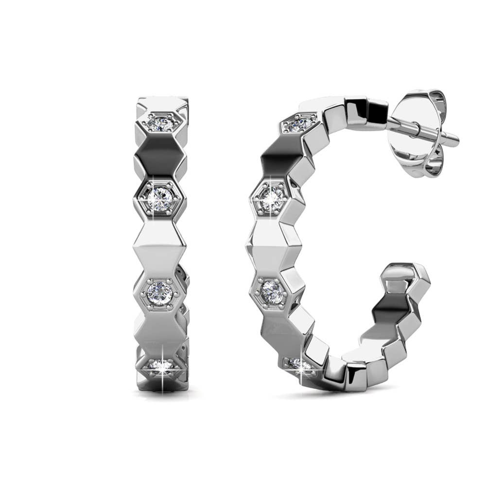 CARALI / MYC Paris - Curved Earrings - Silver and Crystal