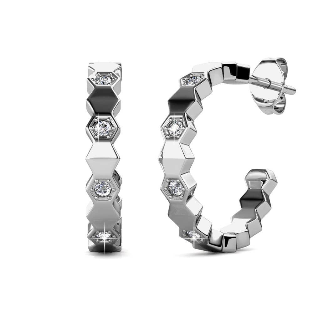 CARALI / MYC Paris - Curved Earrings - Silver and Crystal