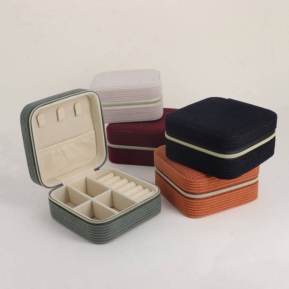 BOHM Paris - Square corduroy jewelry box: Orange.