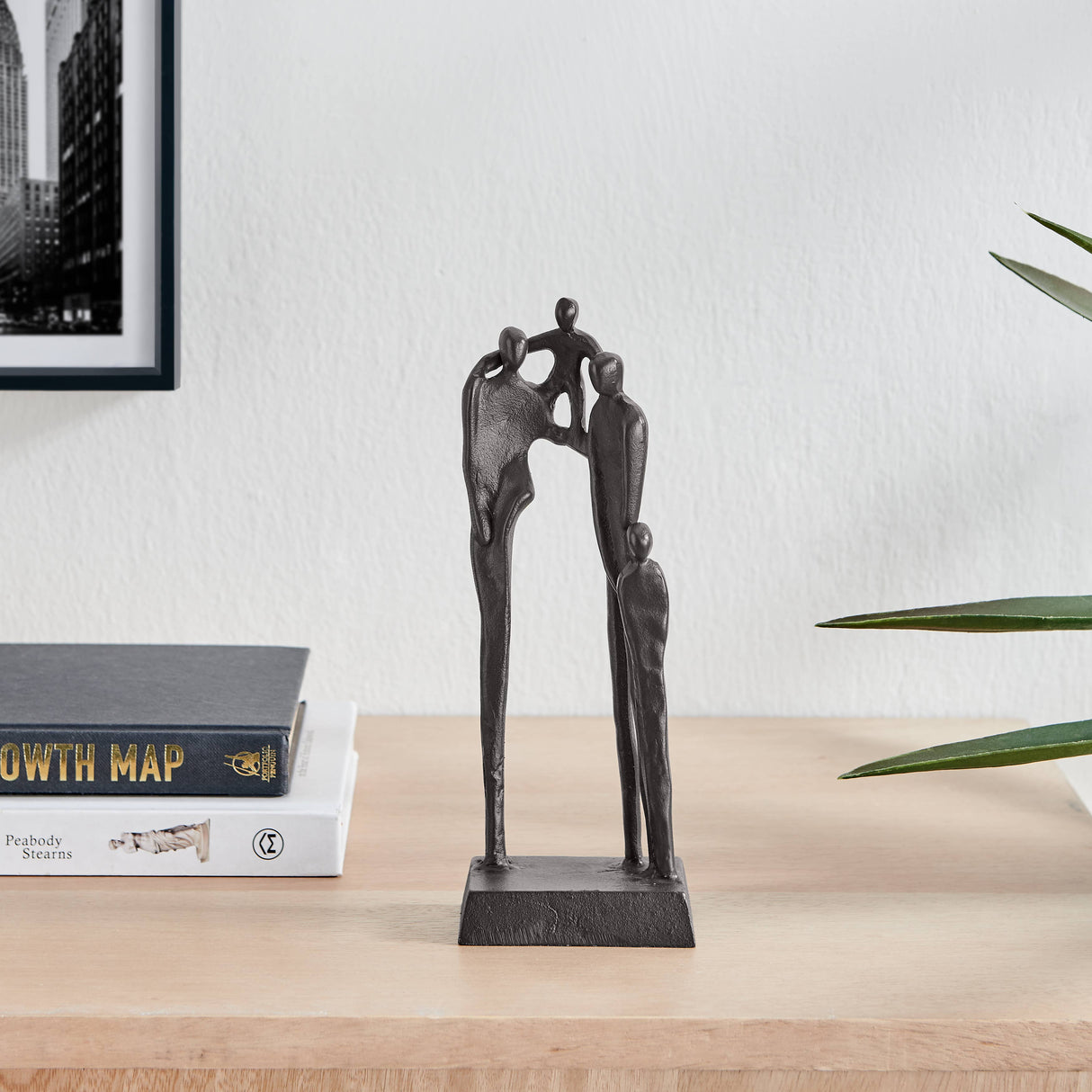 Brown Cast Iron Abstract Family of Four Together Sculpture