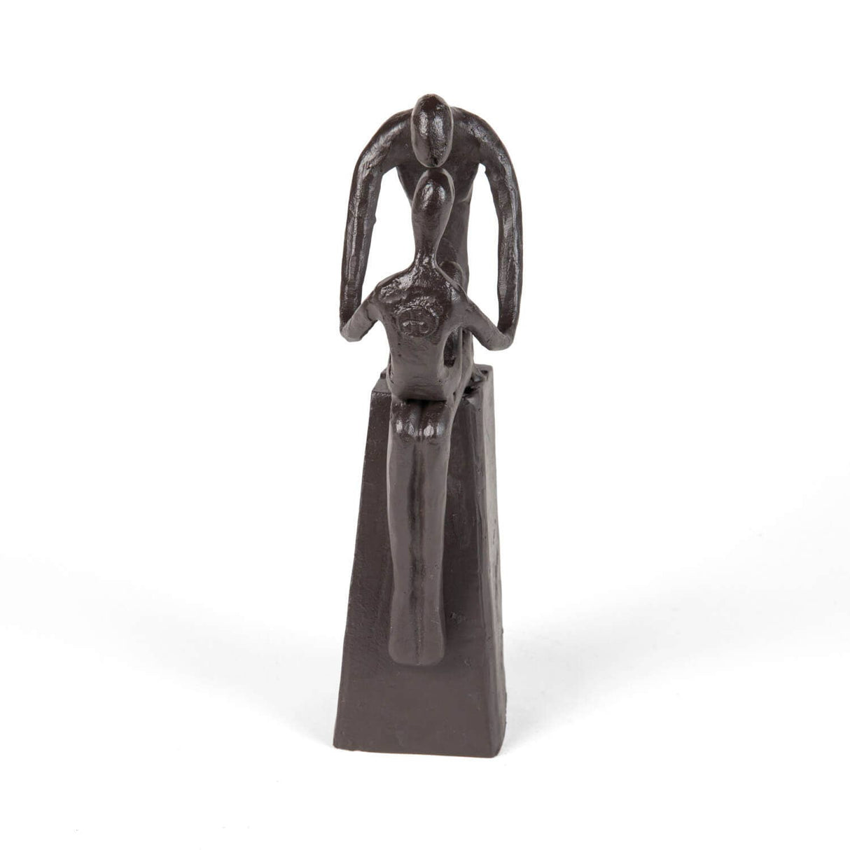 Mother and Child Tender Embrace Cast Iron Sculpture