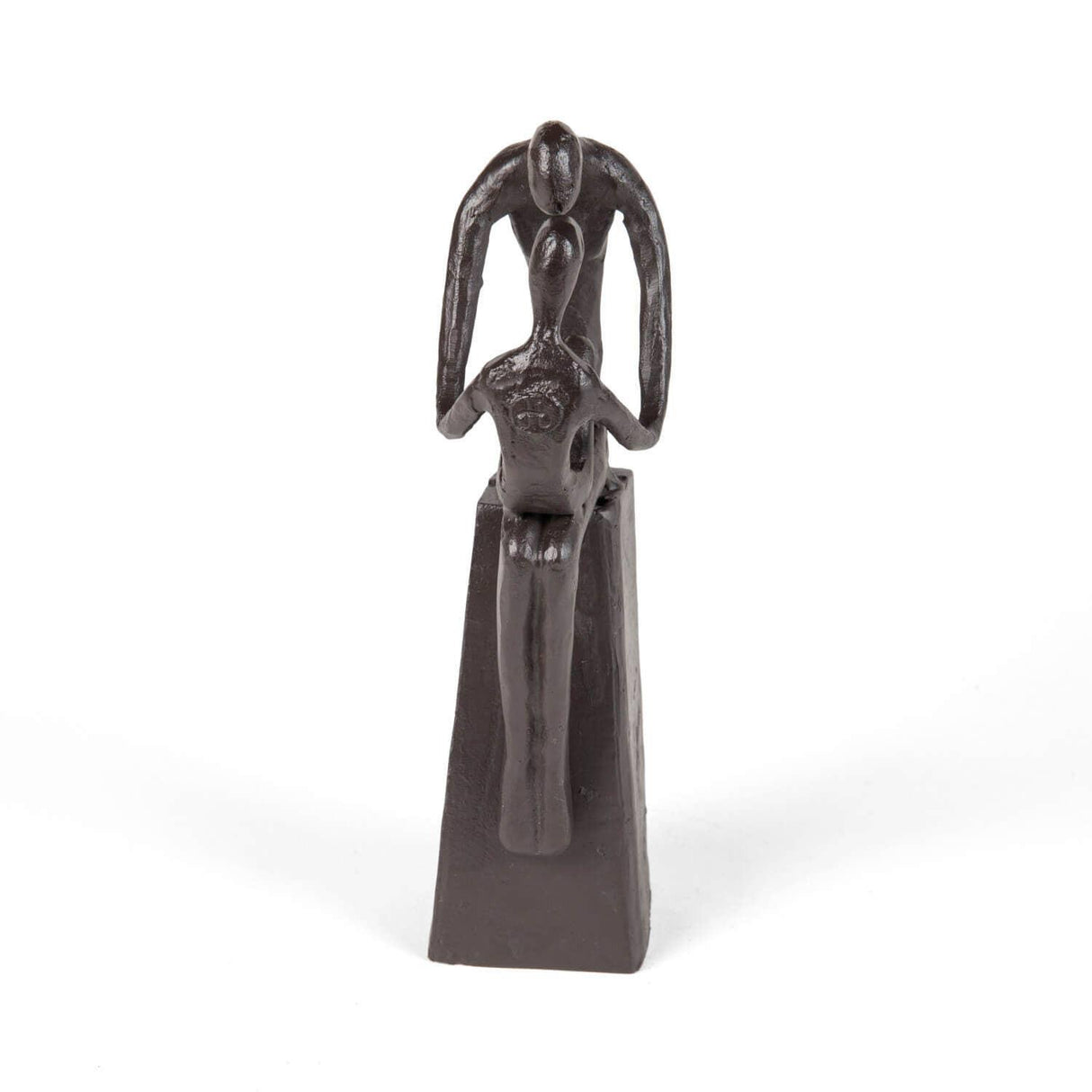 Mother and Child Tender Embrace Cast Iron Sculpture