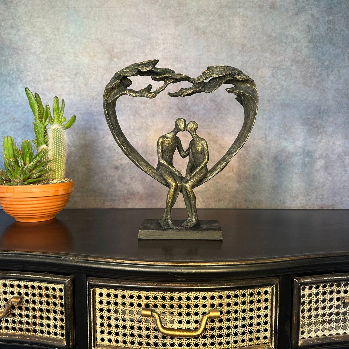 Sitting Couple Under Heart Tree Sculpture