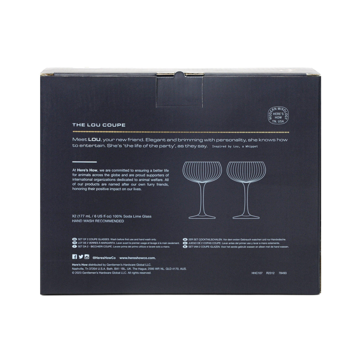 Here's How "The Lou" Coupe Glass - Set of 2 Blue