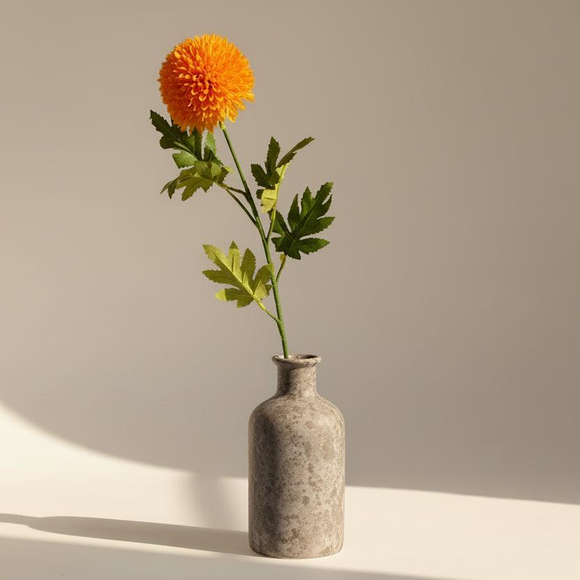 Large Ball Dahlia Artificial Flower Stem Yellow