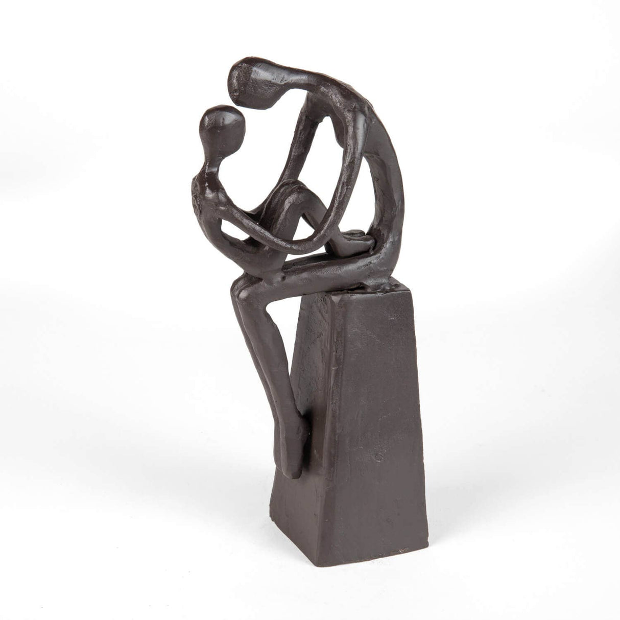Mother and Child Tender Embrace Cast Iron Sculpture