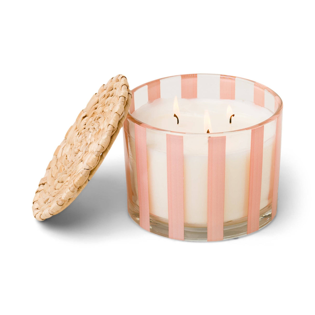 Al Fresco Striped Glass Candle - Pepper & Plum