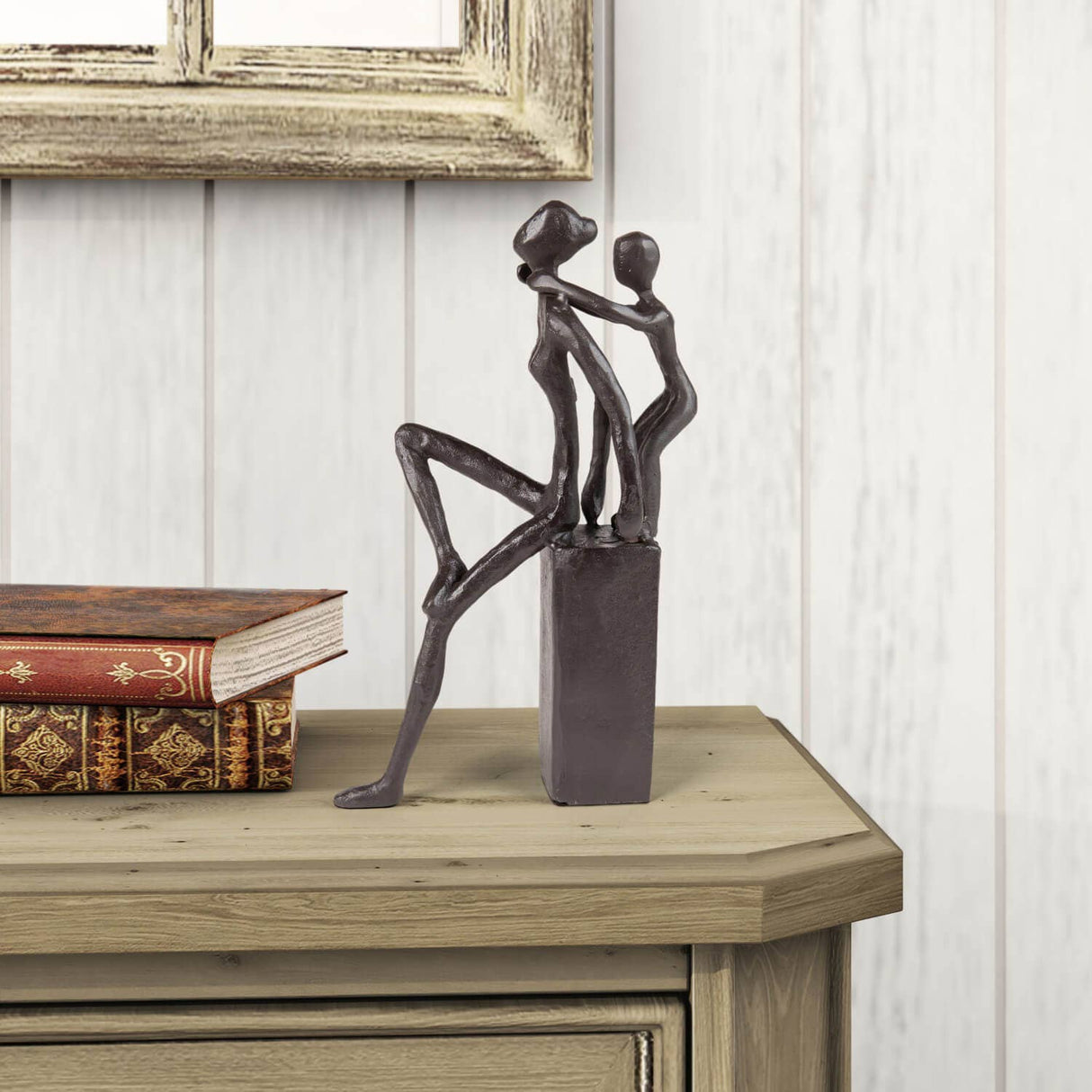 Playfulness Mother and Child Cast Iron Sculpture