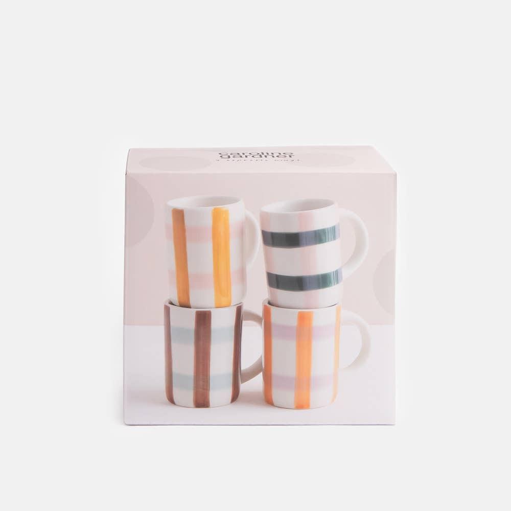 Multi-Check Set of 4 Espresso Cups
