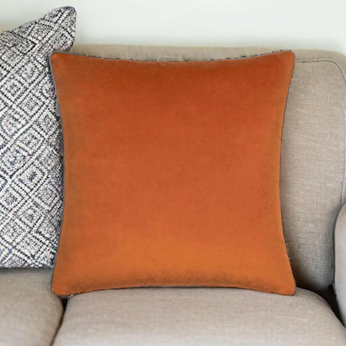 Meridian Pumpkin and Mocha Velvet Cushion