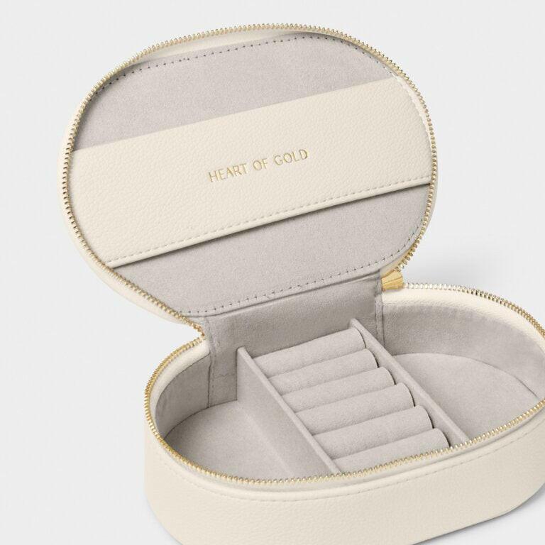 Oval Jewellery Box in Off White.