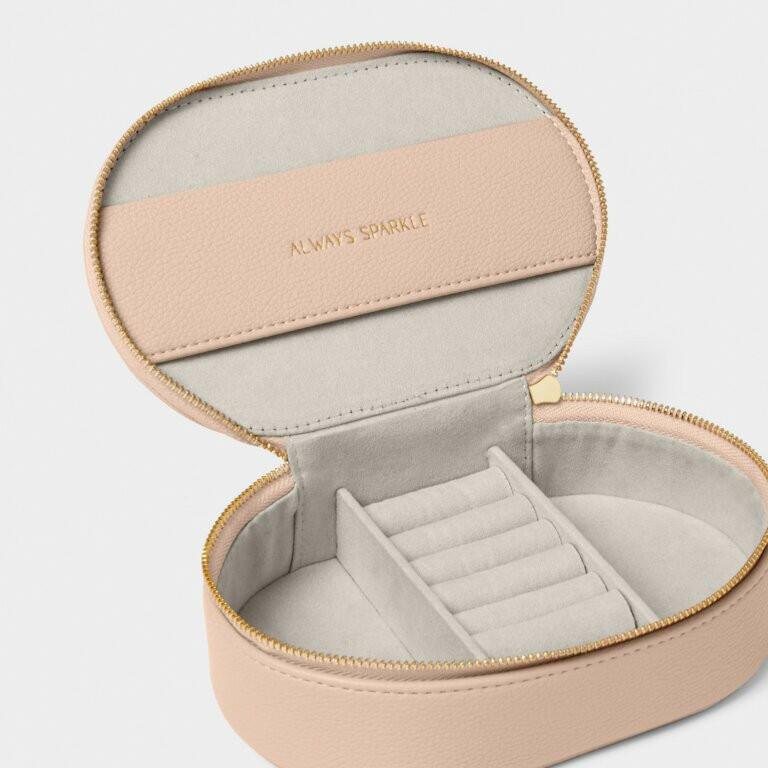 Oval Jewellery Box in Nude Pink.