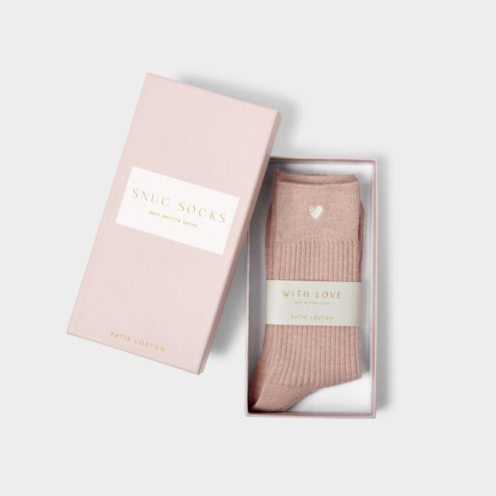 Gift Boxed Heart Socks in Blush Pink
