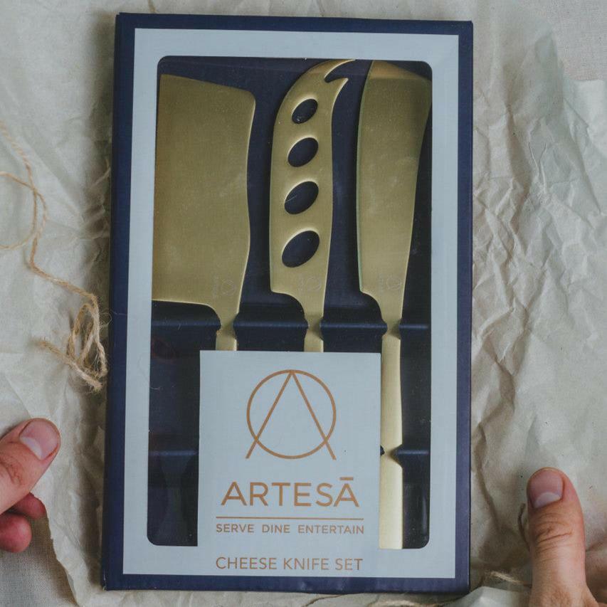 Artesá-Piece Set of Brass-Finished Cheese Knives.
