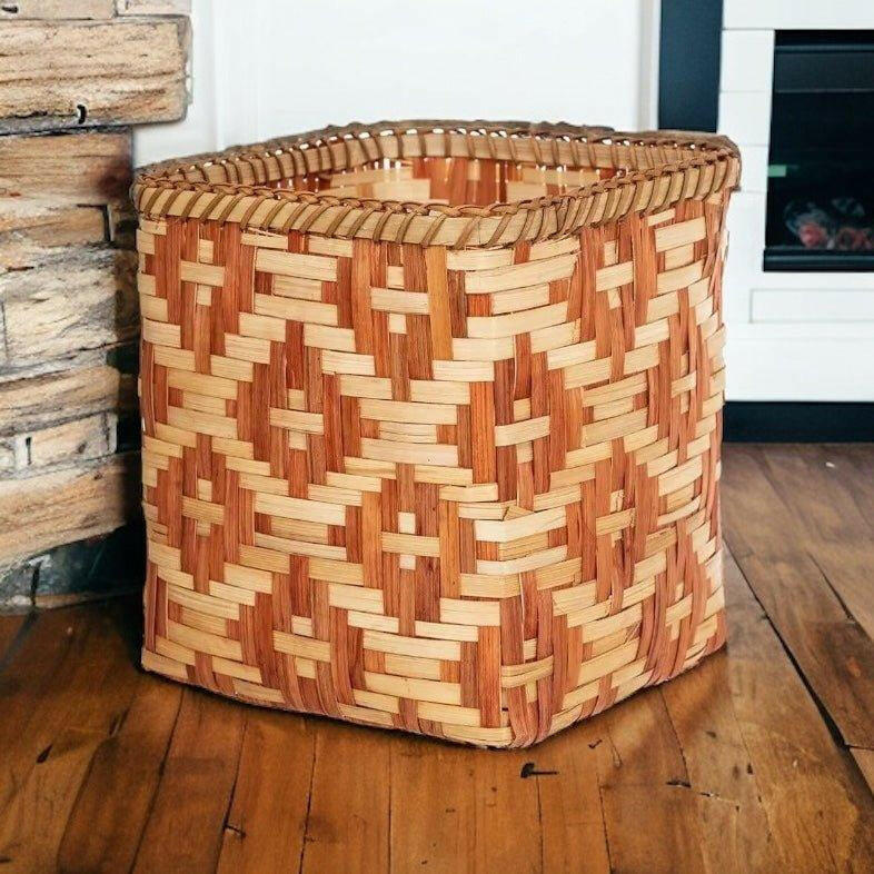 Bamboo Geometric Woven Basket.