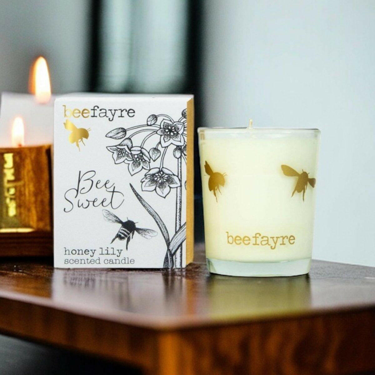 Bee Fayre Bee Sweet Honey Lily Candle.