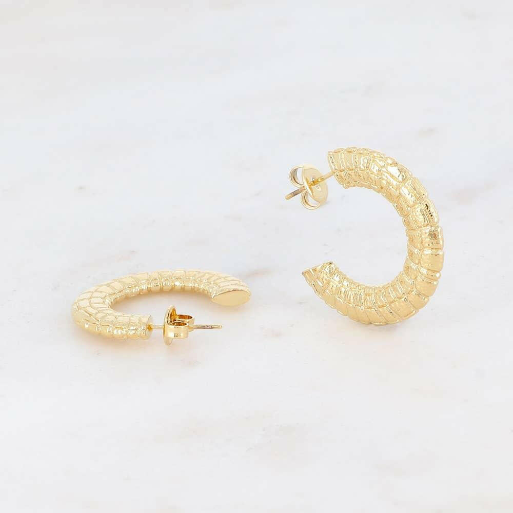 Bohm Paris Gold Dimpled Hoops.