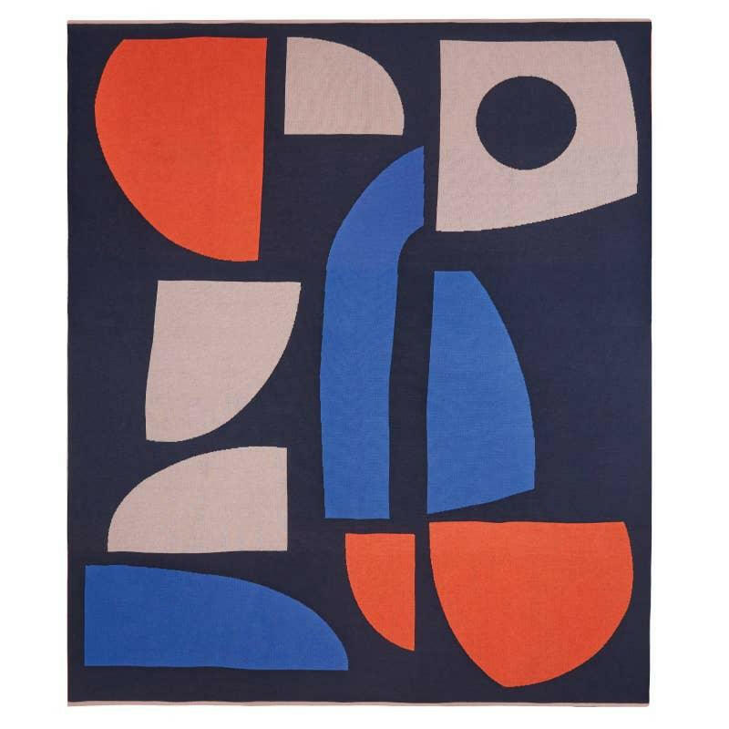 Bruten Navy Cotton Knit Throw Blanket.