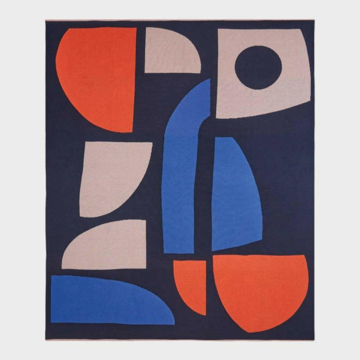 Bruten Navy Cotton Knit Throw Blanket.