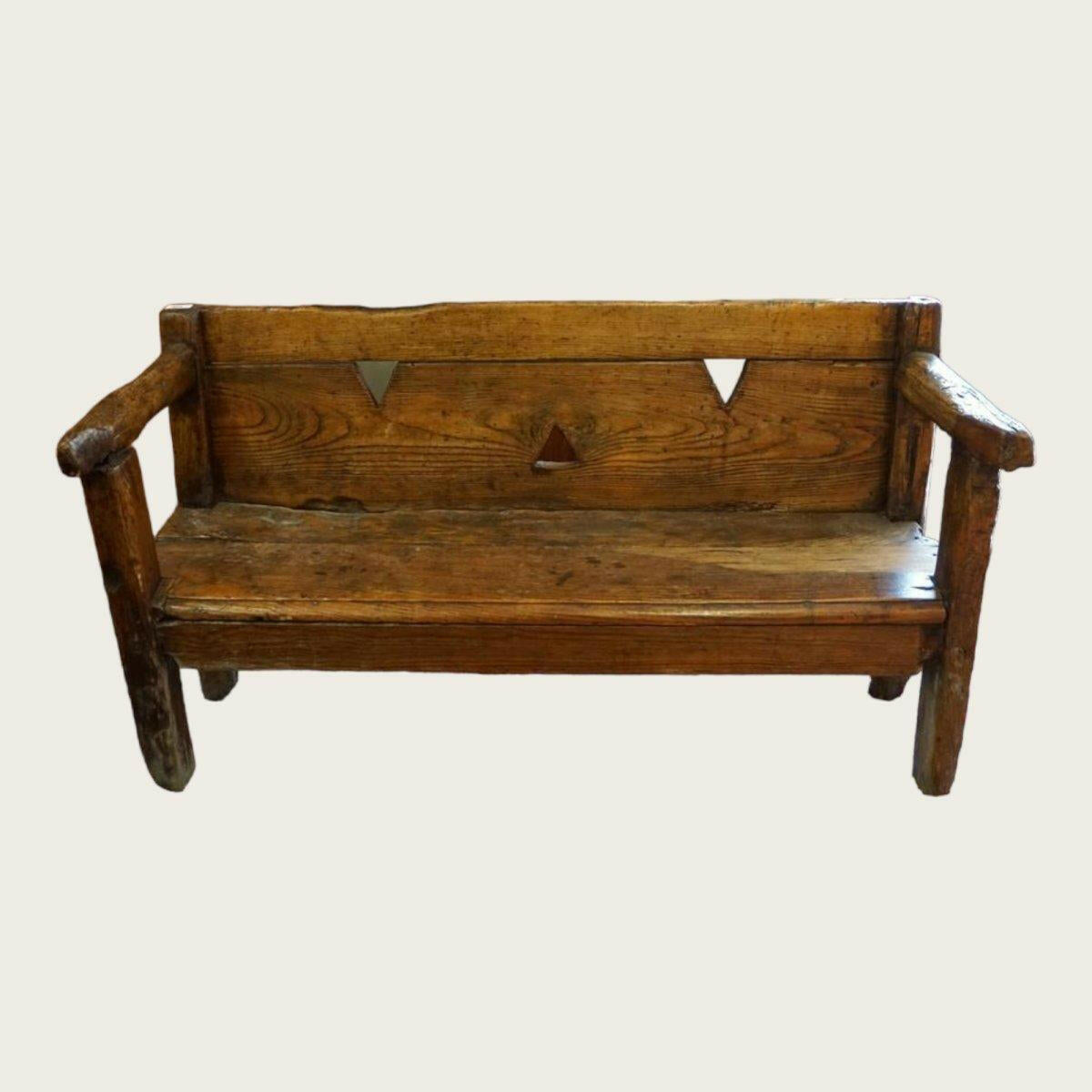 Early Elm Rustic Child's Bench.