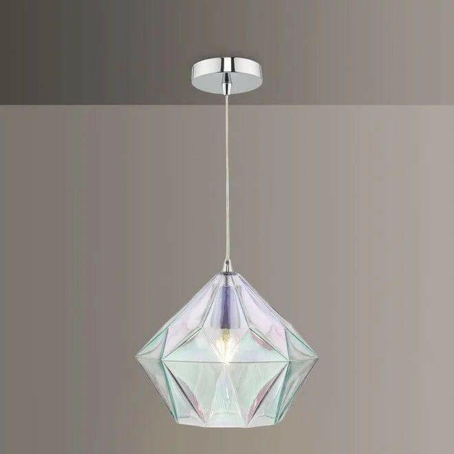 Gaia Iridised Glass & Polished Chrome Pendant.