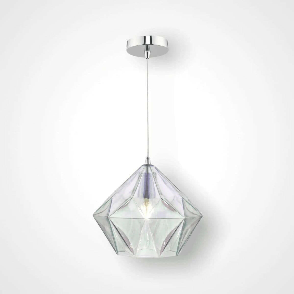 Gaia Iridised Glass & Polished Chrome Pendant.