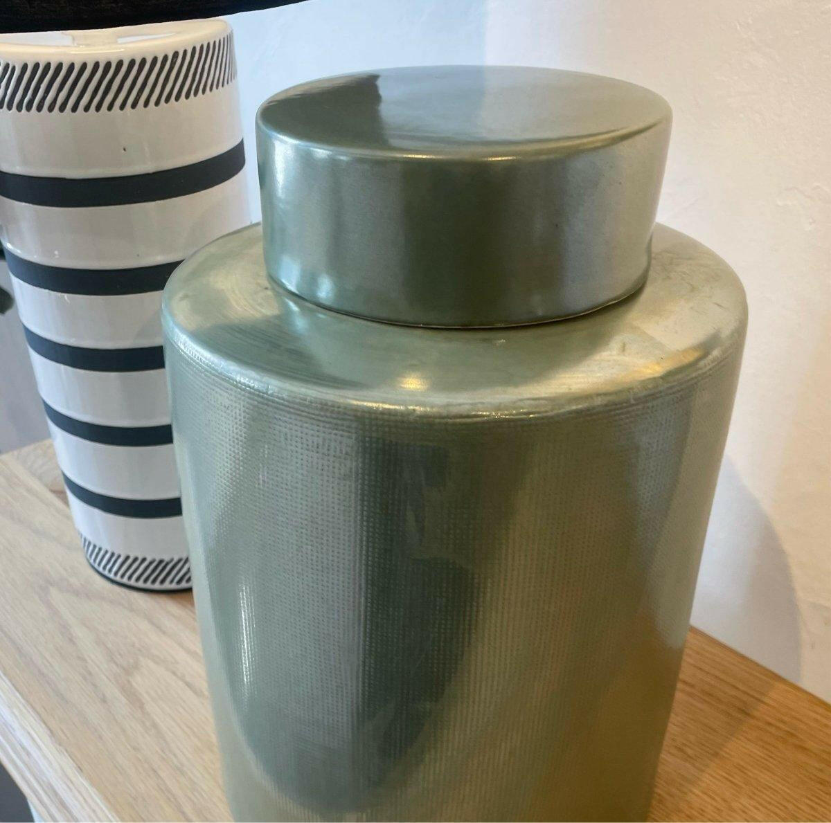 Large Ceramic Green Ginger Jar.