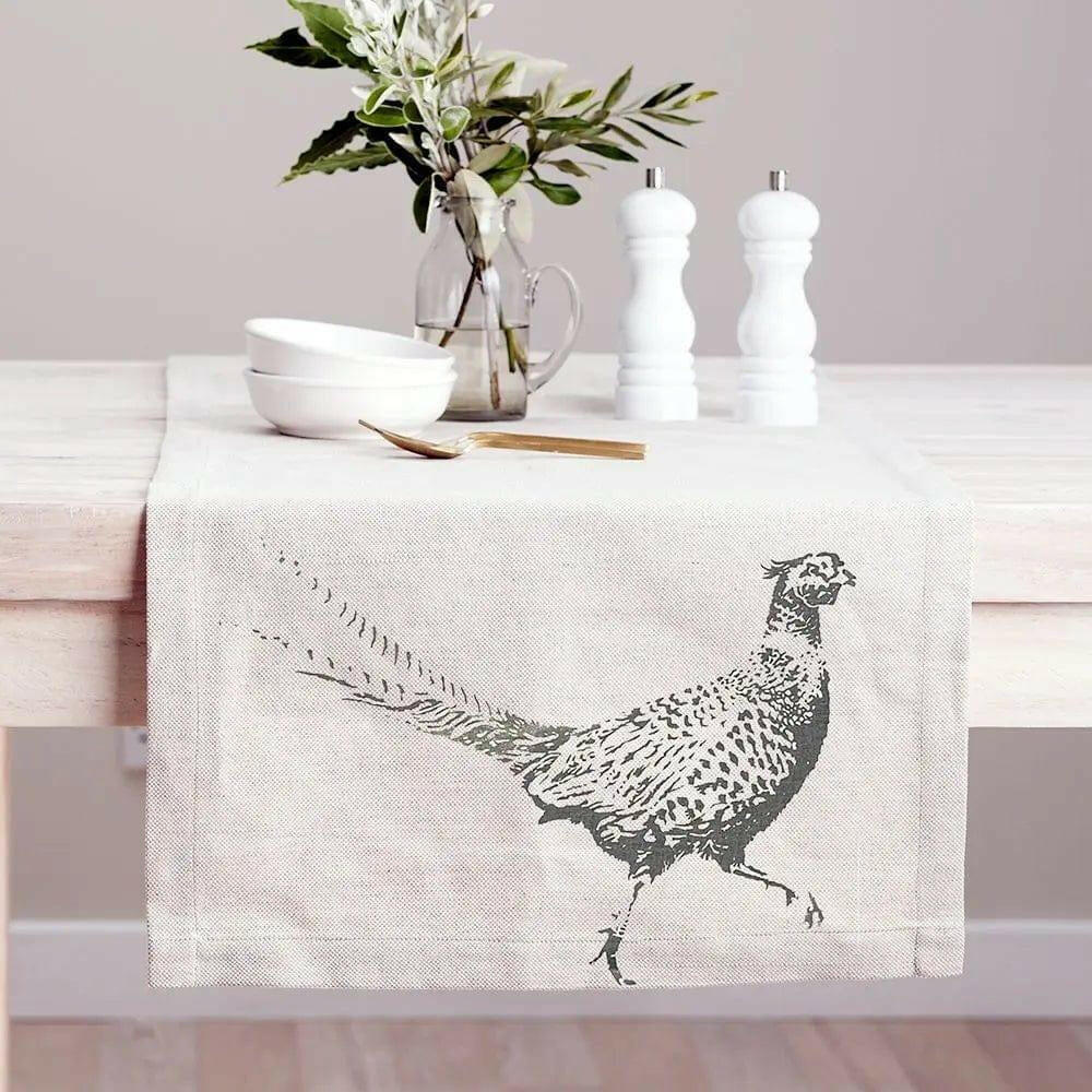 Just Slate Pheasant Linen Table Runner.