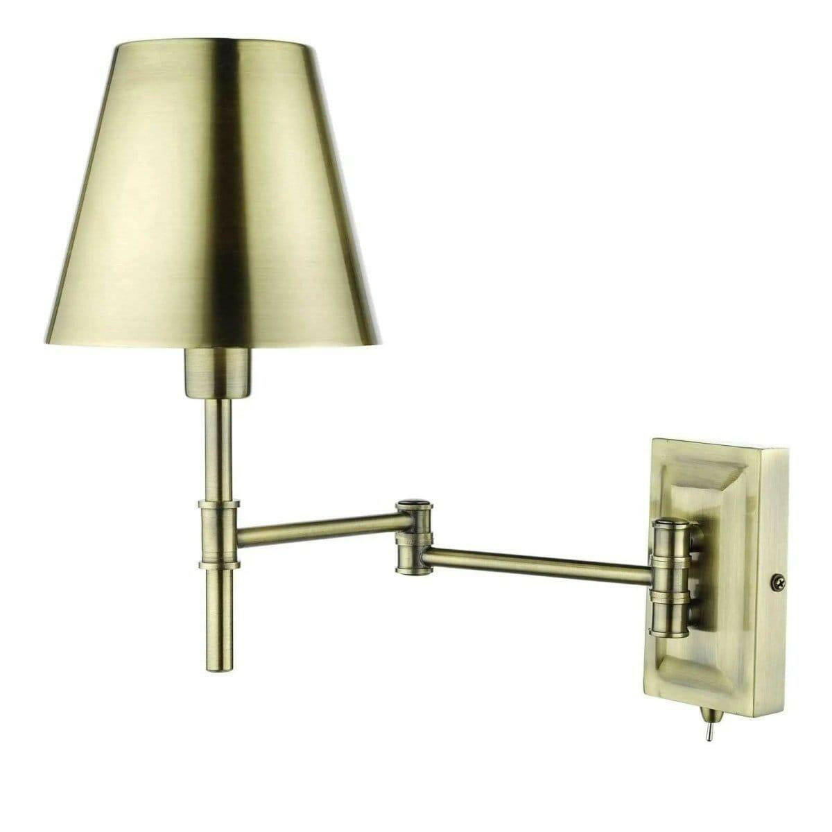 Kensington 1 Light Swing Arm Wall Light Antique Brass.