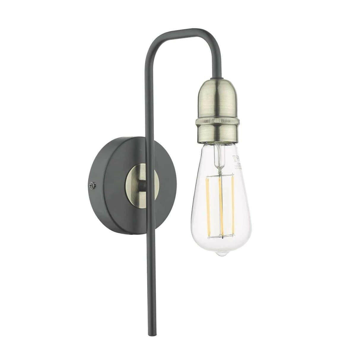 Kiefer 1lt Wall Light Black & Antique Brass.