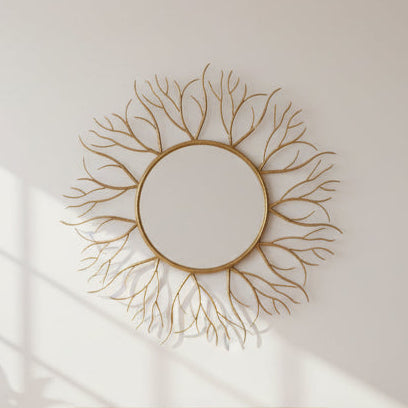 Large Gilded Gold Metal Tree Twigs Mirror.