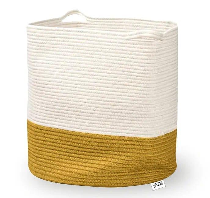 Large Yellow Woven Cotton Basket.