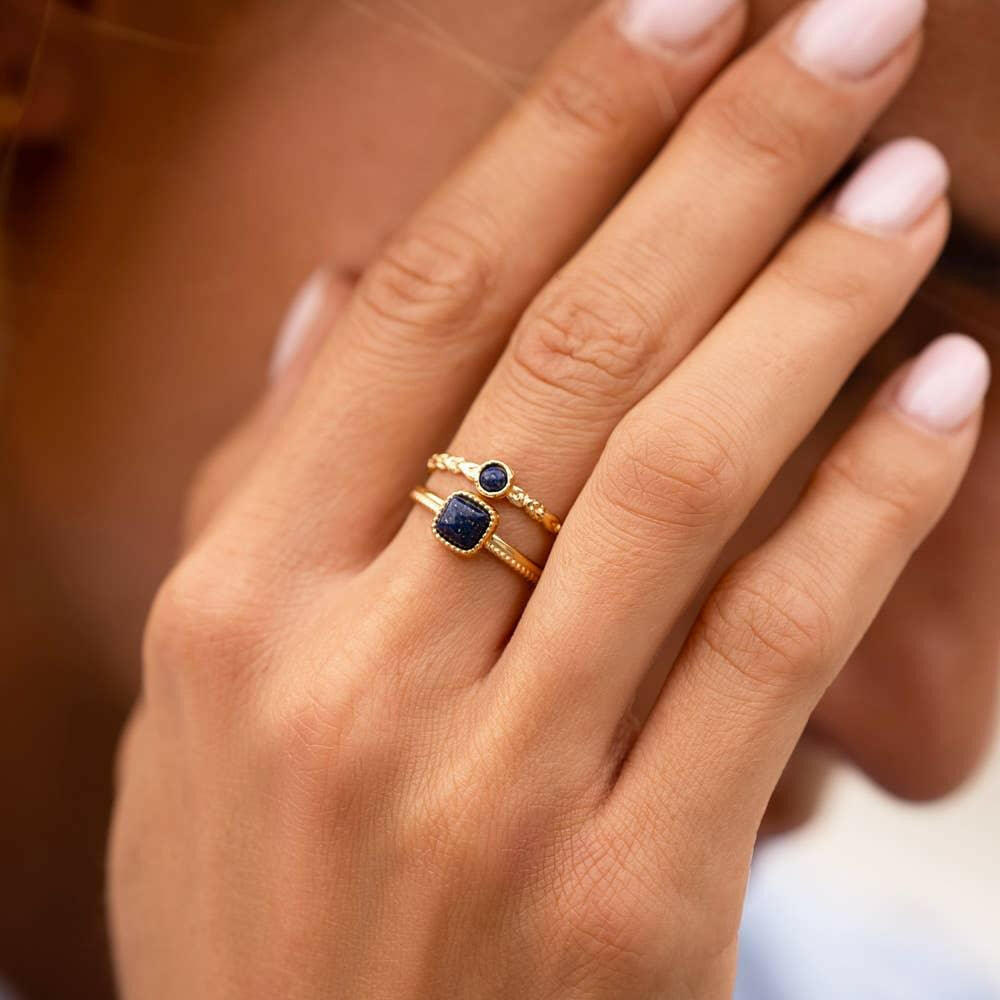 Lydia ring - round natural stone: Onyx - Persora