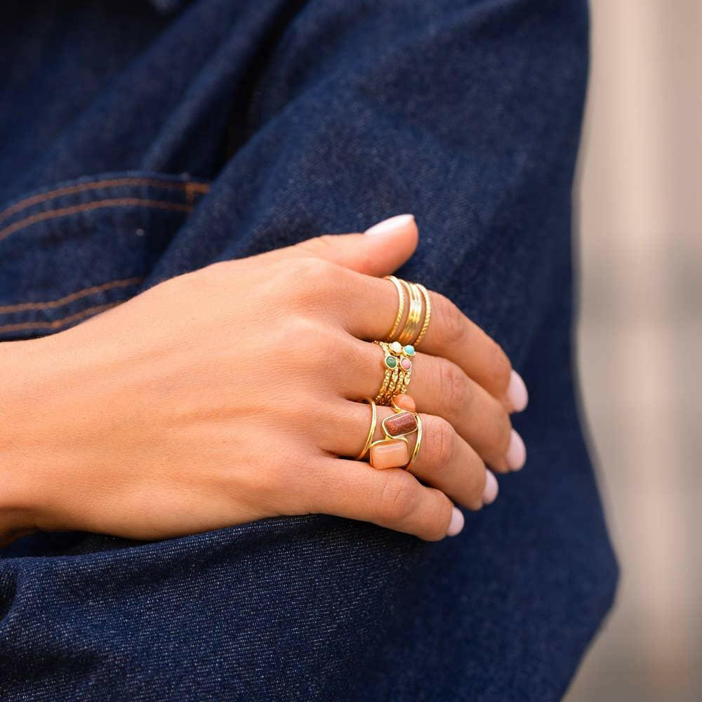 Lydia ring - round natural stone: Onyx - Persora