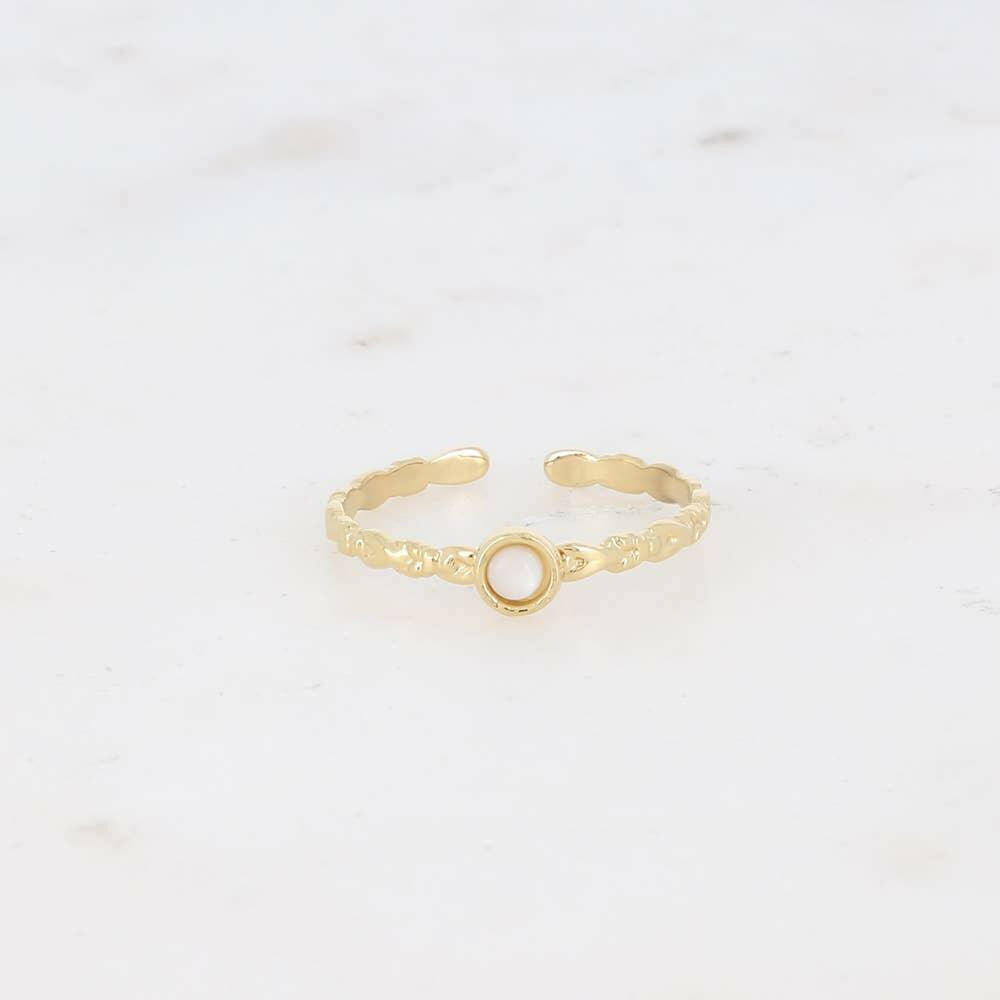 Lydia ring - round natural stone: Onyx - Persora